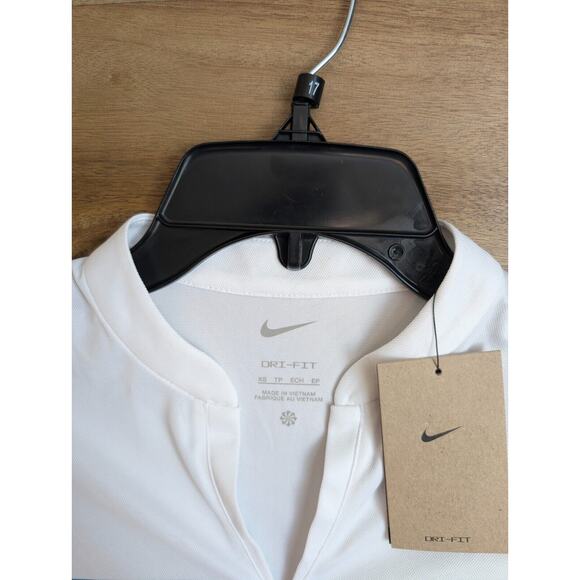 Nike Golf Polo Shirt Womens XS White Striped Dri Fit Victory Short Sleeve Logo - Picture 3 of 3